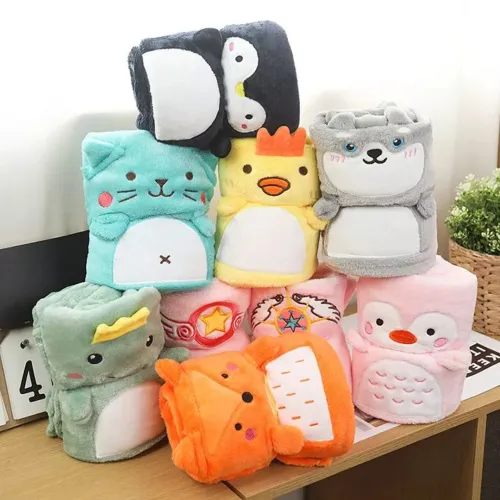 Rolling Cartoon Animal Blanket