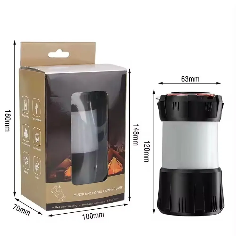 Επαναφορτιζόμενη Λάμπα Camping με Γάντζο & USB Φόρτιση