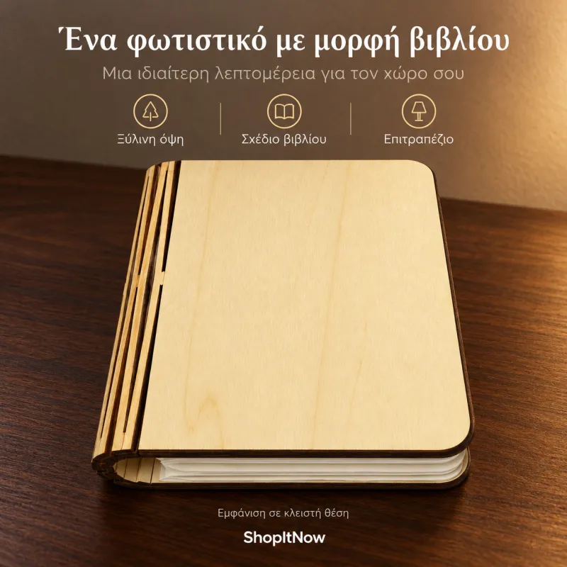Επιτραπέζιο φωτιστικό σε σχήμα βιβλίου