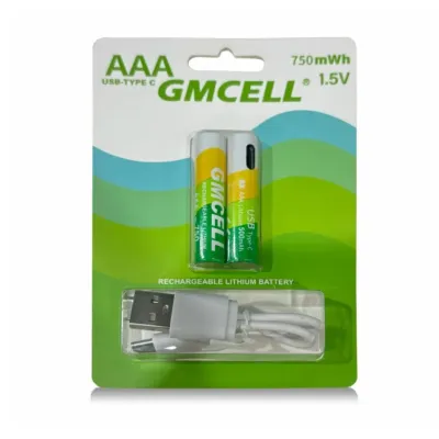 Επαναφορτιζόμενες μπαταρίες λιθίου AAA, 1.5V με θύρα USB